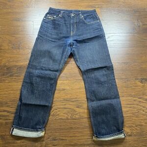 PLAC DID Regular Rise Crop Straight Raw Denim Jeans Indigo Blue Mens 34 M